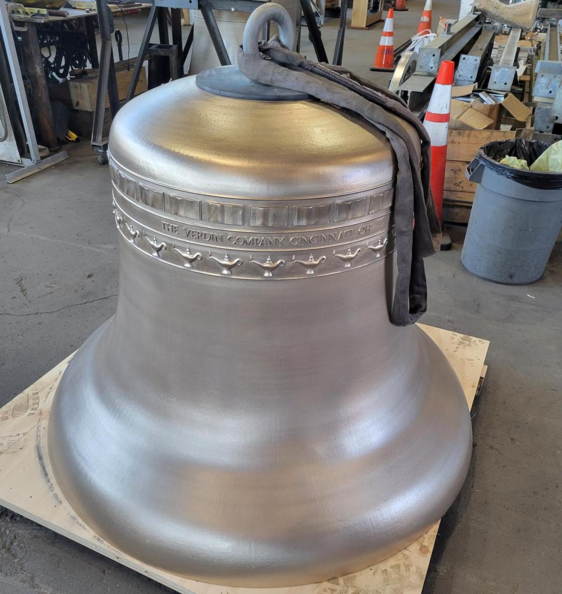 New D1 brass bell on workshop floor