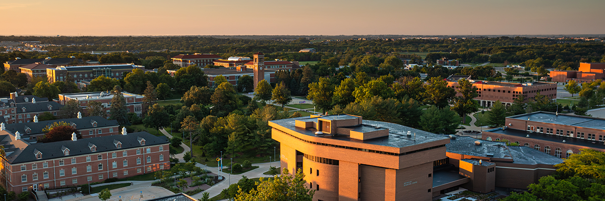 Aerial view of University of Northern Iowa Campus