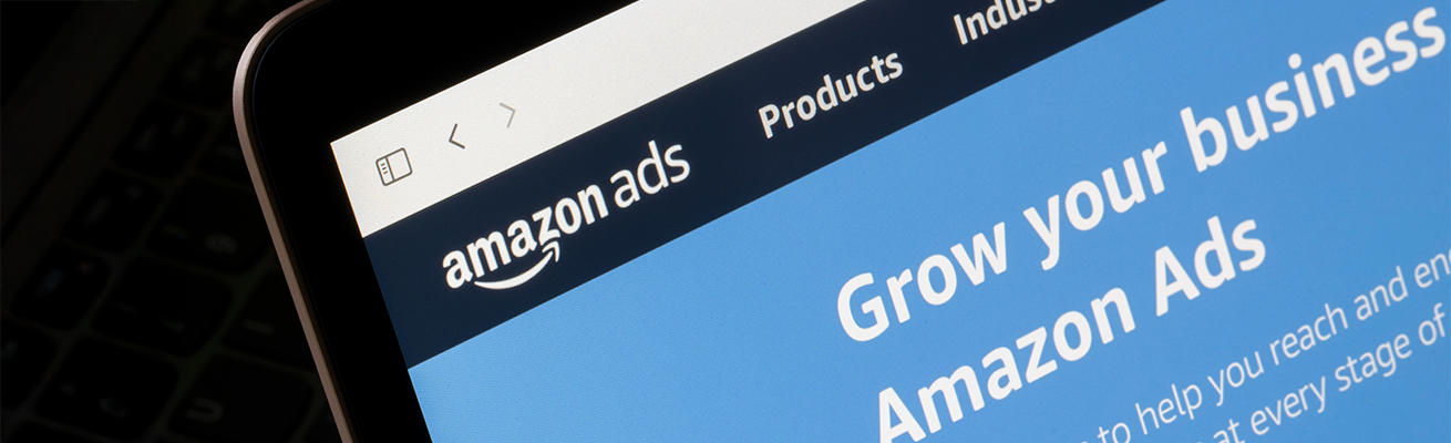 Photo of laptop showing Amazon ads website