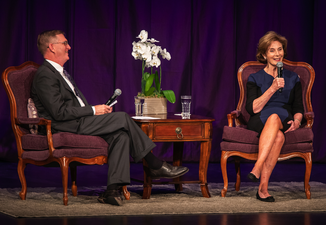 UNI President Mark Nook and former First Lady Laura Bush at the Joy Cole Corning Lecture