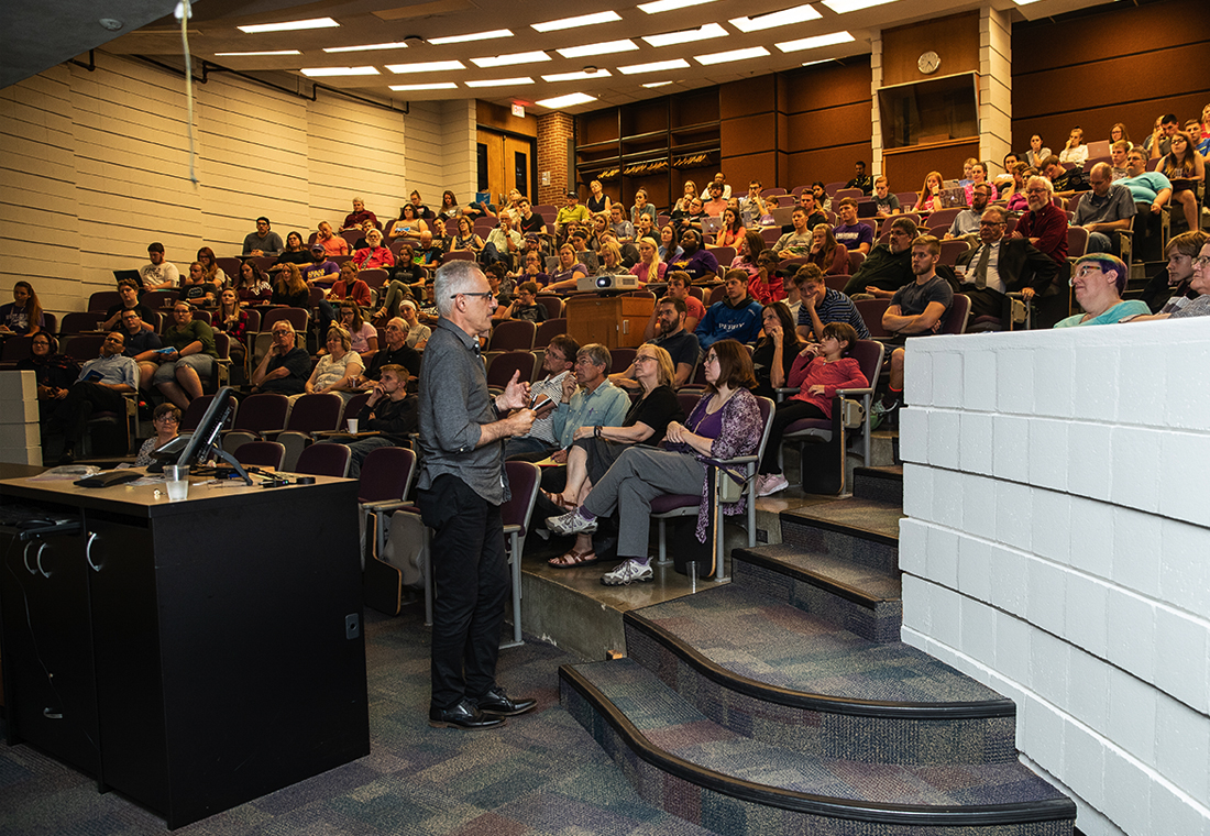 Eric Scerri presented "The Periodic Table, Its Story and Significance" in Lantz Auditorium of McCollum Science Hall as part of the Leland Wilson Lecture Series