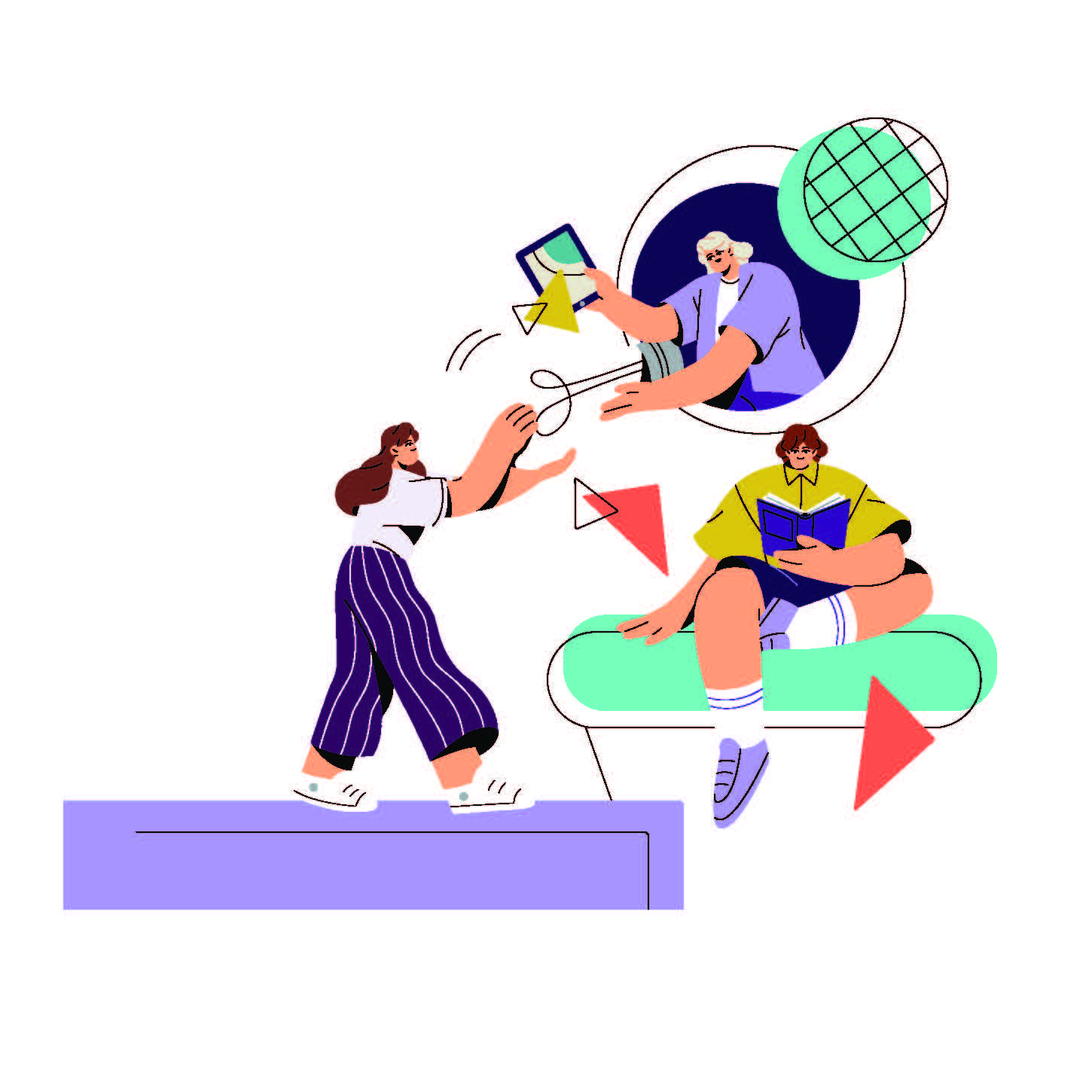 Illustration of team working together