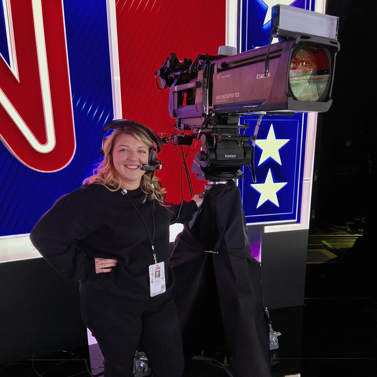 Samantha Kaster operating camera for CNN