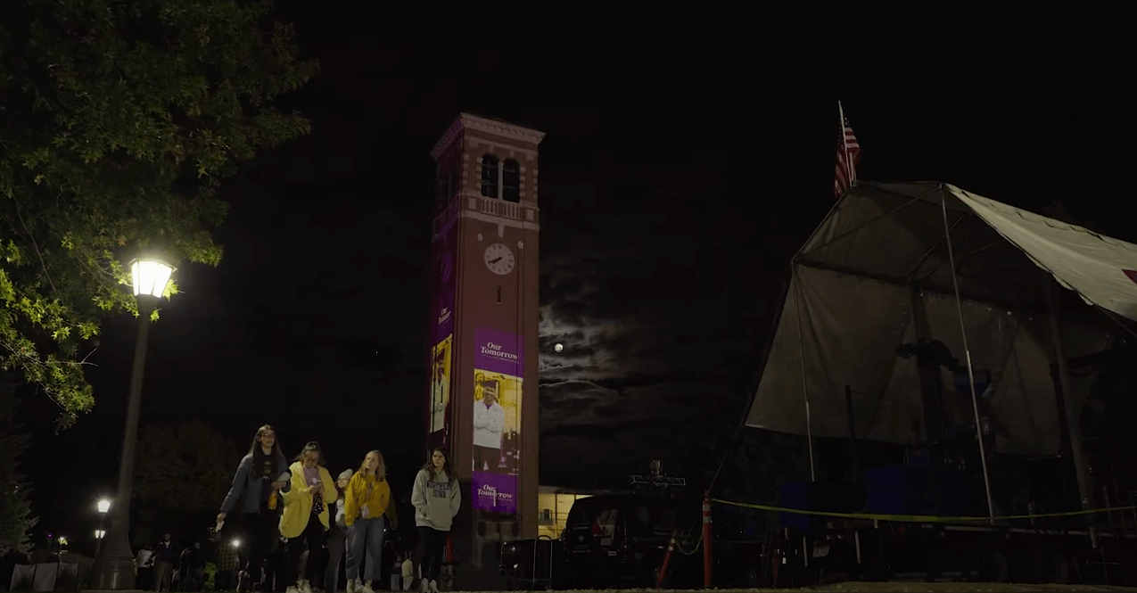 students by campanile