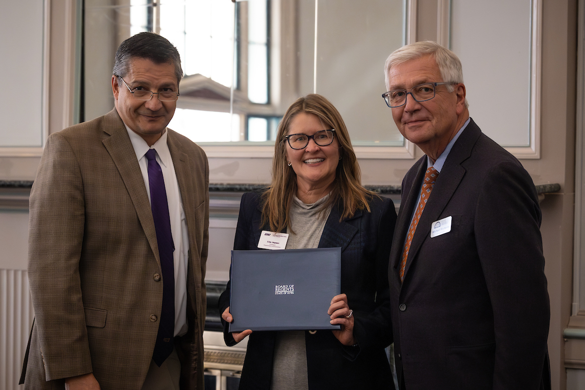 Lisa Jepsen with Provost Herrera and Board of Regents President Michael Richards