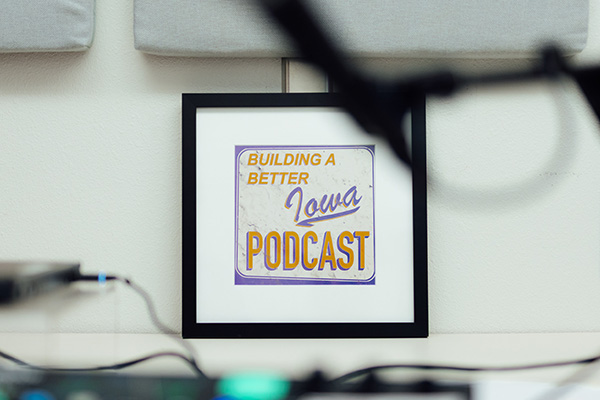 Photo from Building a Better Iowa podcast studio