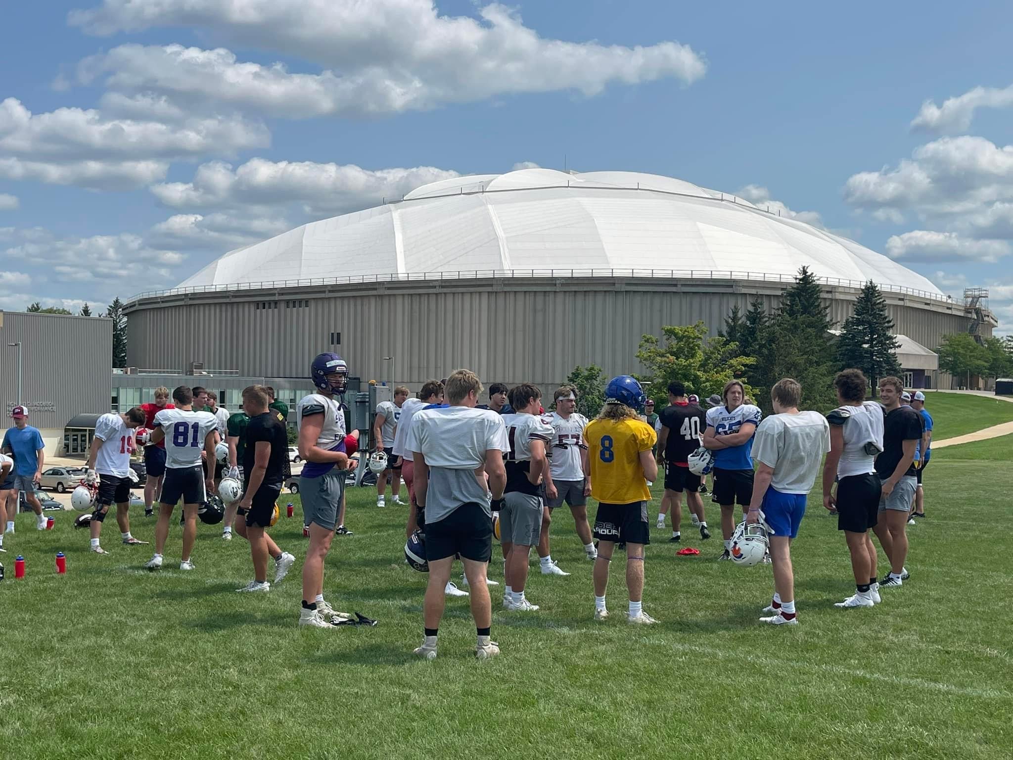 UNIDome high school athletes for Iowa Shrine Bowl inside UNI