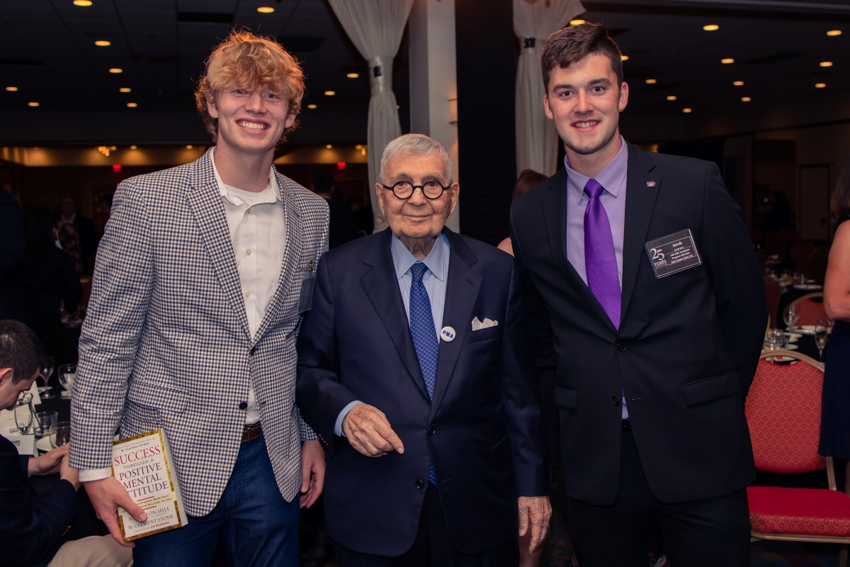 John Pappajohn with two student entrepeneurs