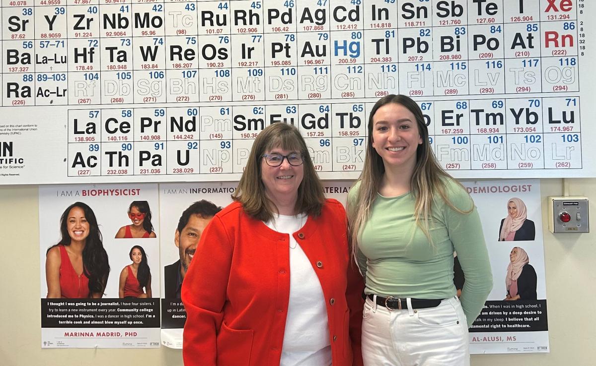 Sharon Elliott and Hannah Bustamante in the classroom