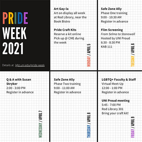 UNI Pride Week schedule
