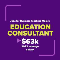 Jobs for business teaching majors: education consultants made an average salary of $63k in 2022
