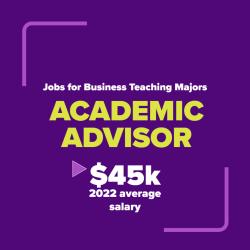 Jobs for business teaching majors: academic advisors made an average salary of $45k in 2022