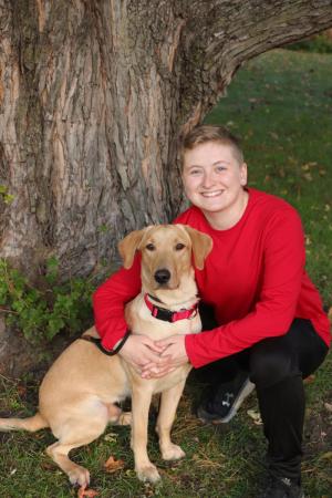 Skyler Ramsey and service dog