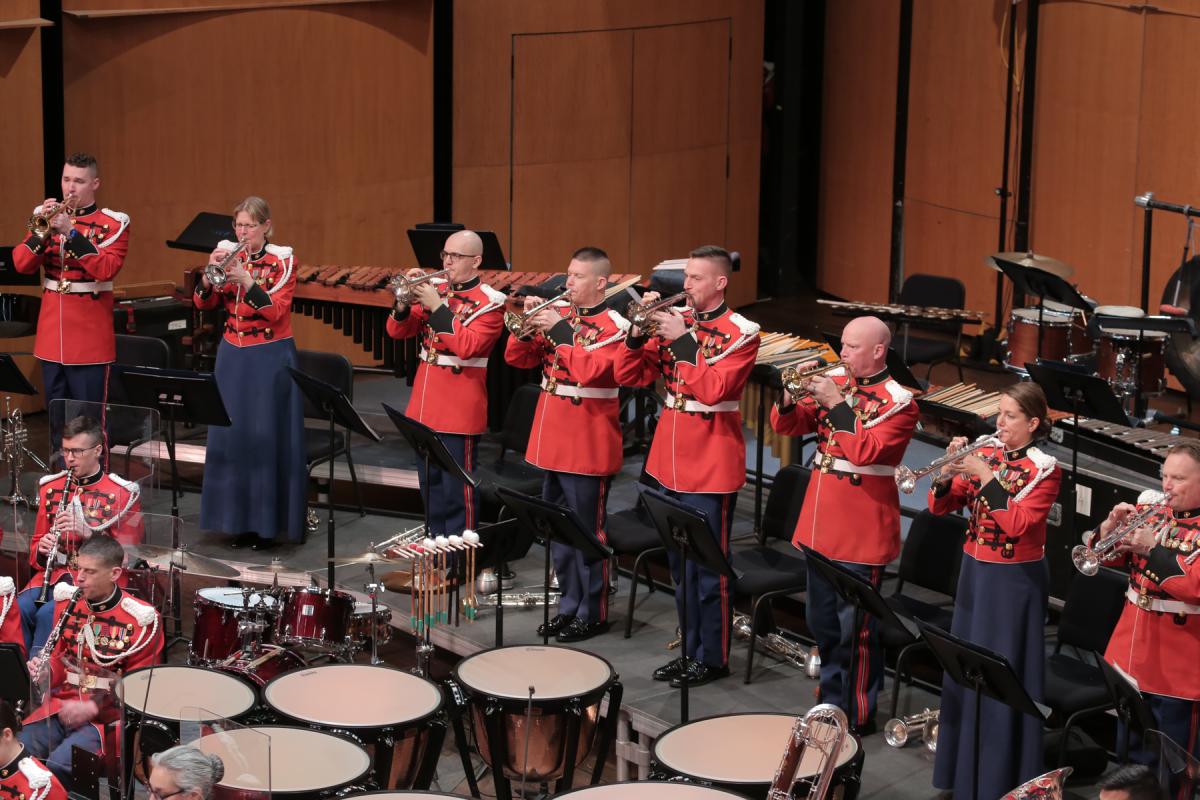 Brass instruments playing in the President's Own United States Marine Band