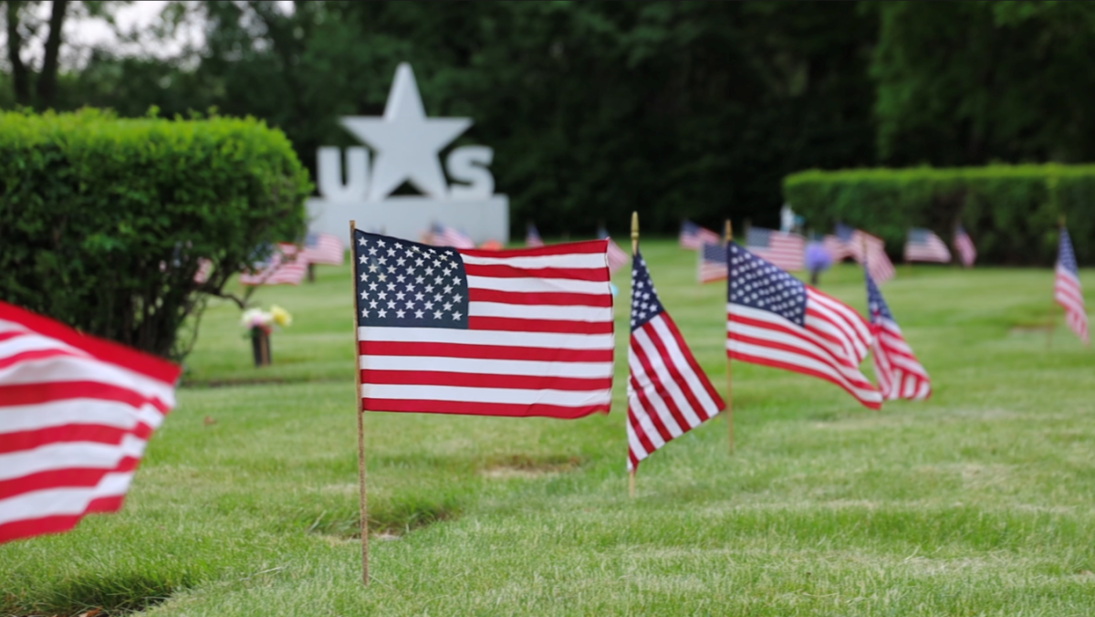 American flags at the Garden of Memories Cemetery