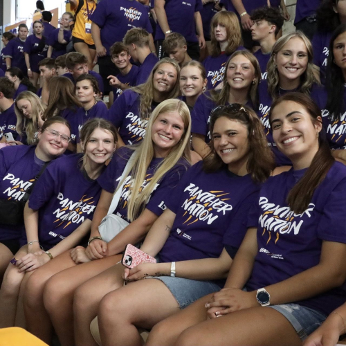 Students smiling at Panther Welcome kickoff