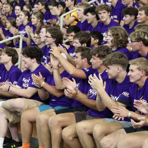 Students clapping, getting ready for Panther Welcome kickoff