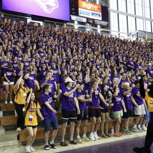 Students learning the Interlude dance at Panther Welcome kickoff