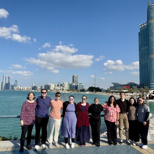 Students pose for photo in Abu Dhabi.