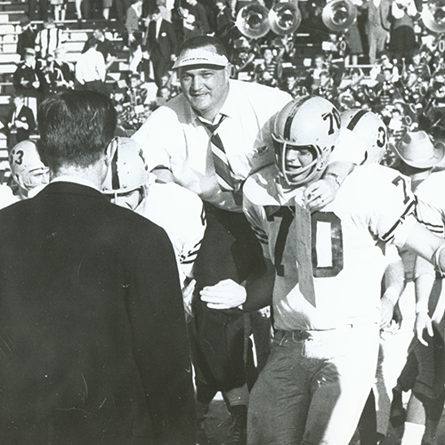 Stan Sheriff lifted on players shoulders