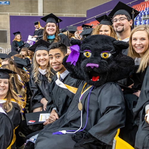 TK with students at Commencement