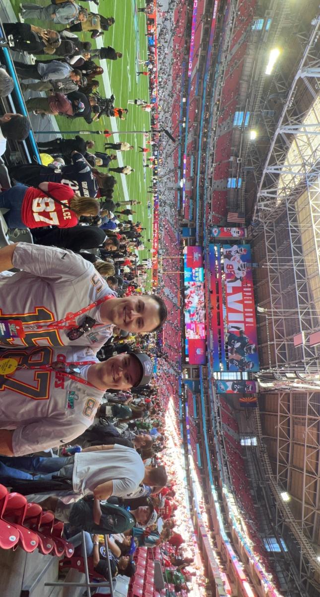 Aaron Dzaboff and twin brother at Super Bowl