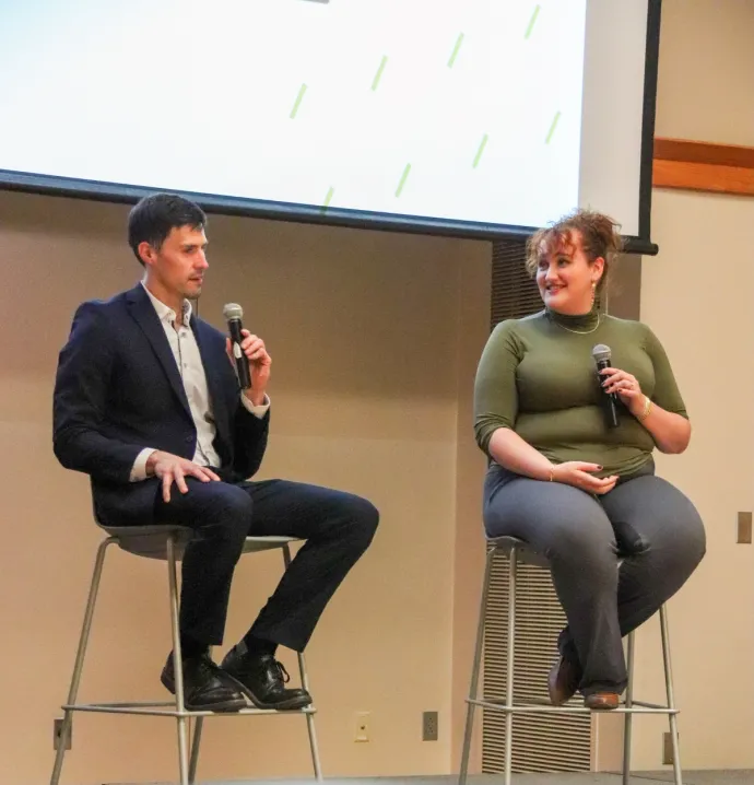 Danny Laudick and Nicole North speaking at GOLD and Bold
