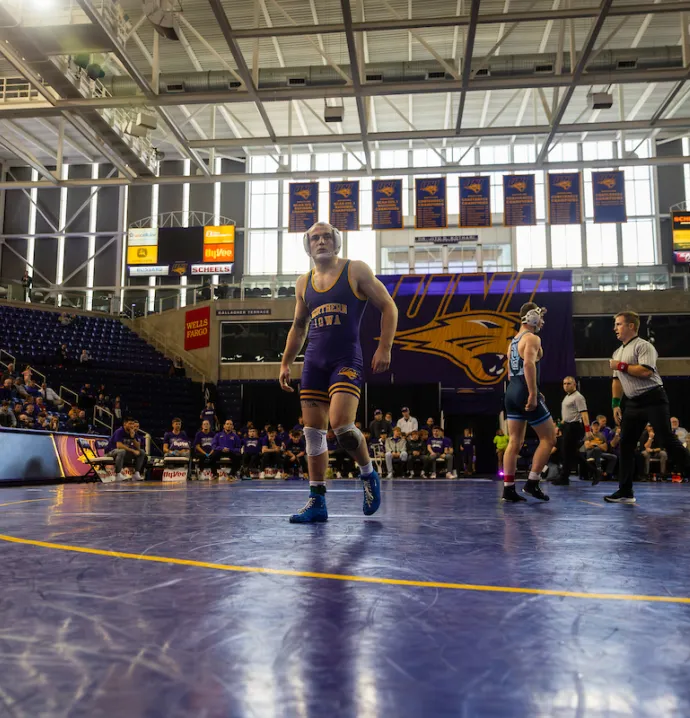 Parker Keckeisen getting ready to wrestle