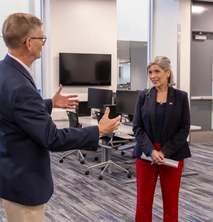 President Nook talking to Sen. Joni Ernst