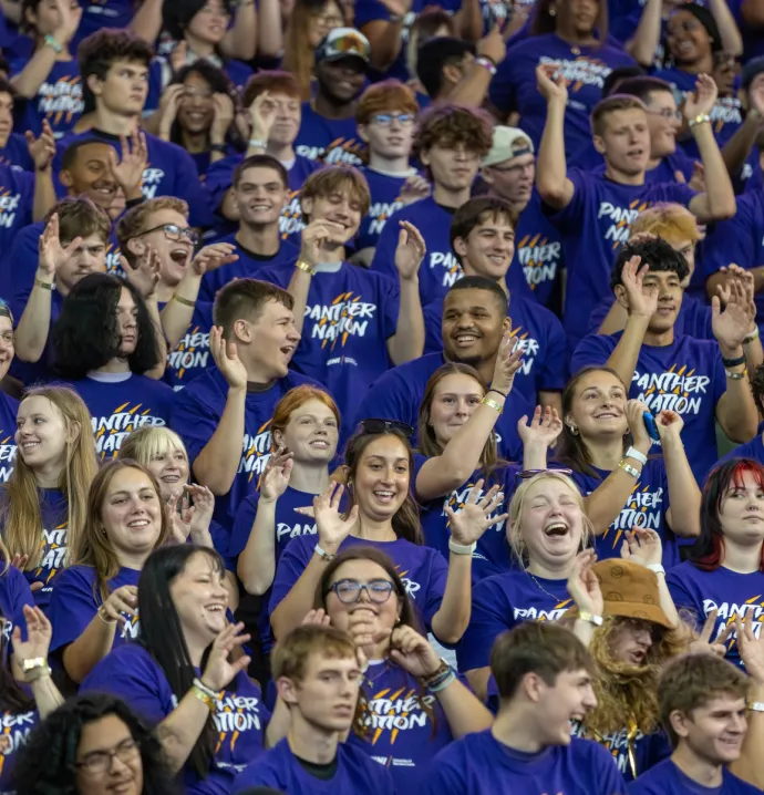 Students cheering at Panther Welcome