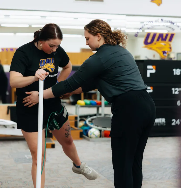 Athletic training student getting hands-on experience