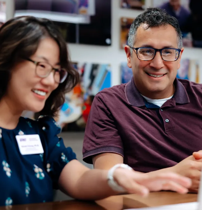 Sunah Chung and David Hernandez-Saca working on program development