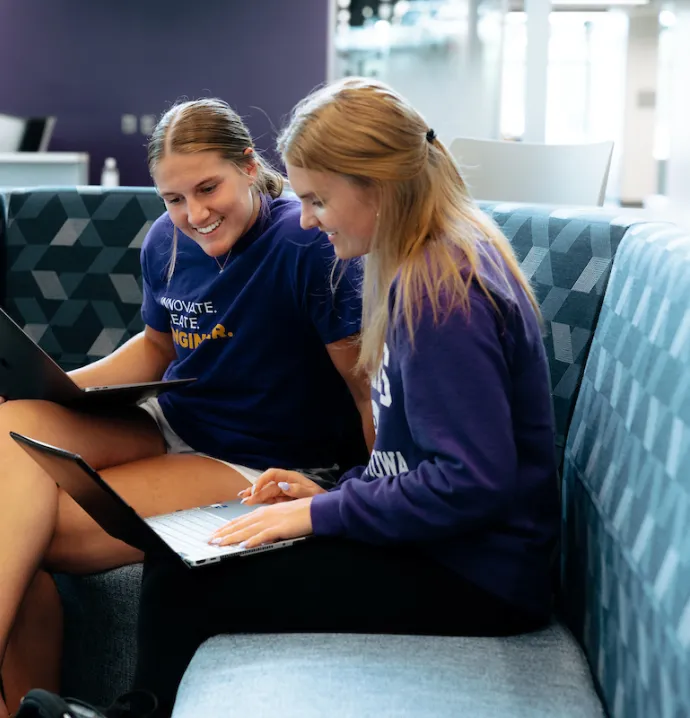 Students studying on campus