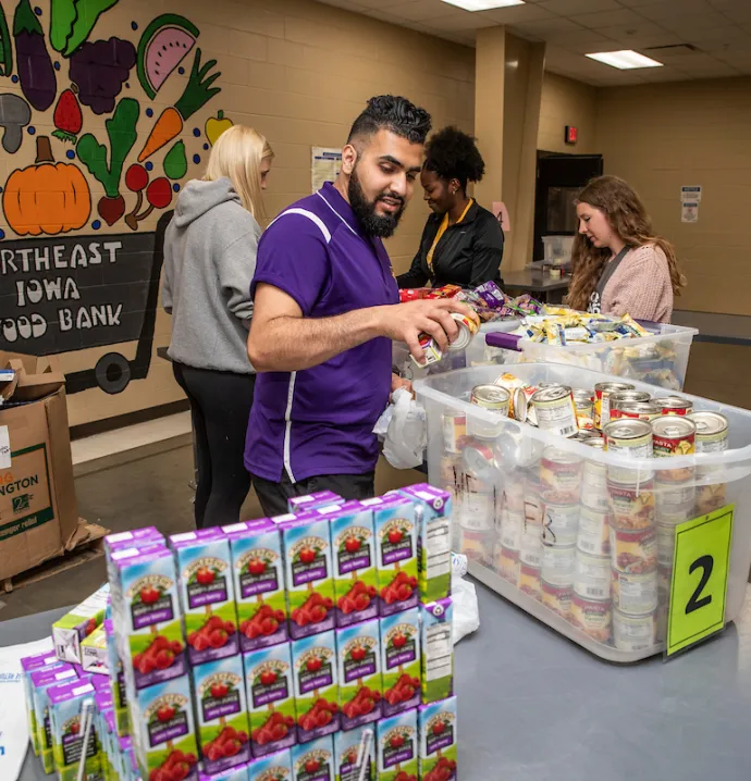 Students volunteering at the food bank