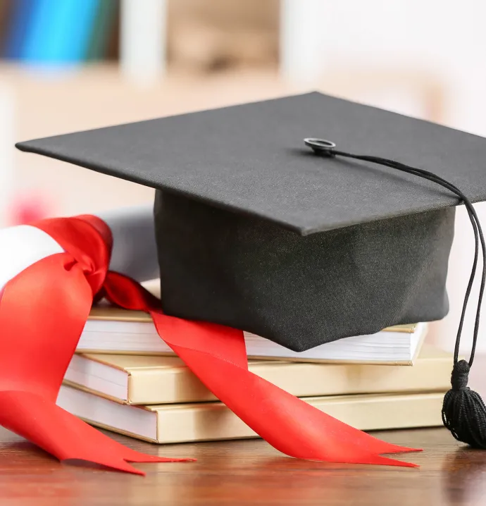 Grad cap and diploma