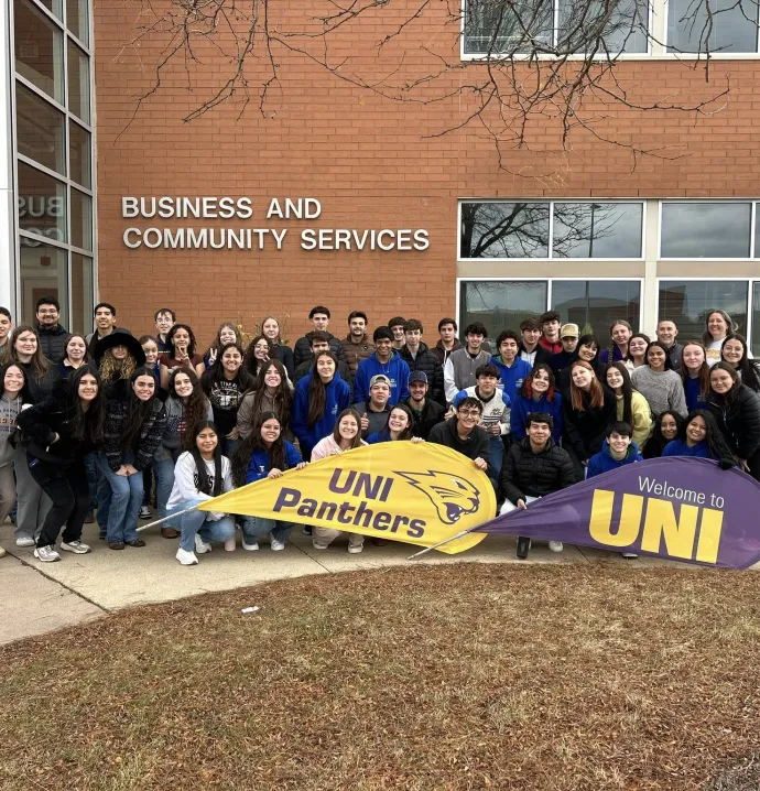 Brazilian students at the Business & Community Services building