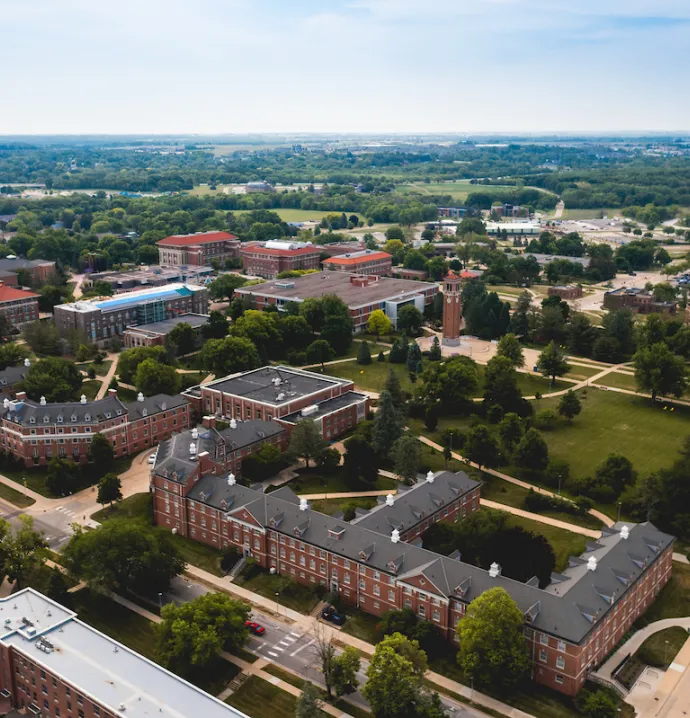 Aerial shot of UNI campus