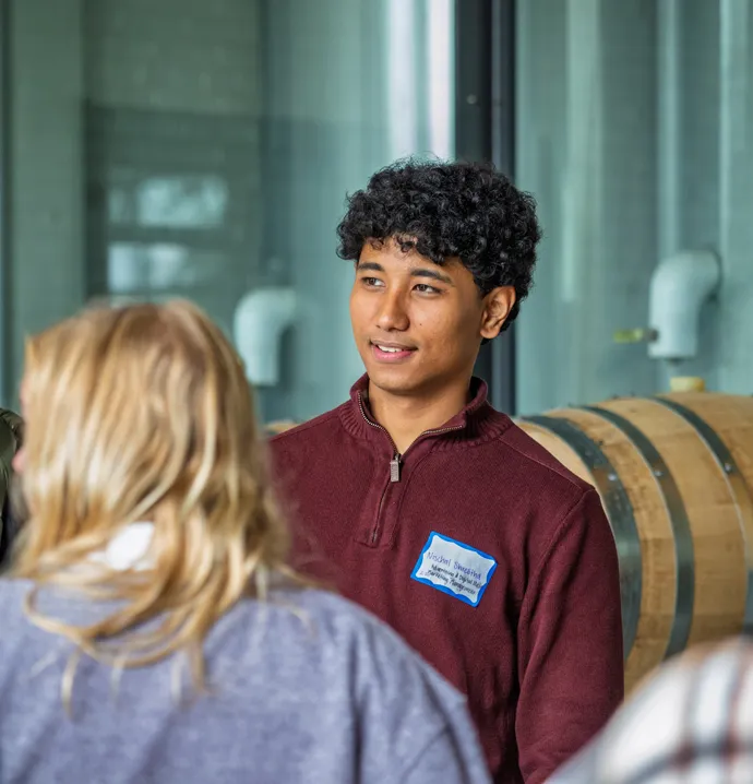 UNI business student attending the Wilson in the Valley "career crawl."