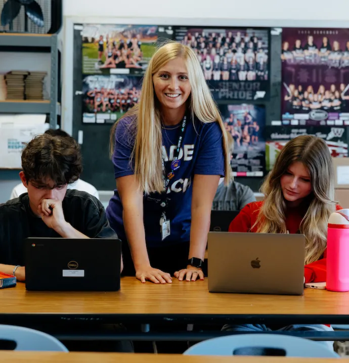 Student teacher in the classroom