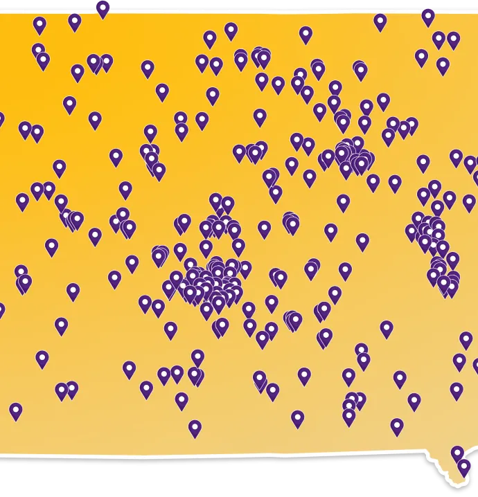 Map of Iowa with UNI@IACC student locations