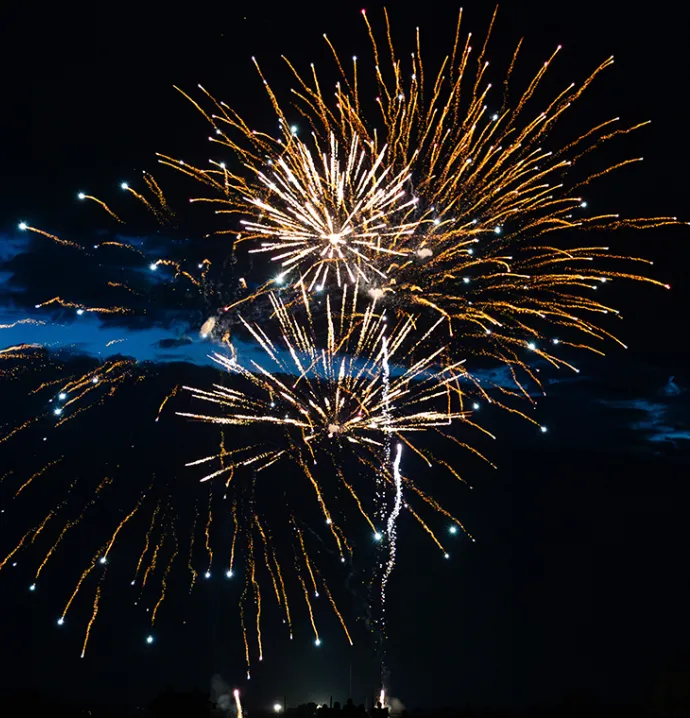 Fireworks create a dazzling scene over the UNI-Dome in Cedar Falls