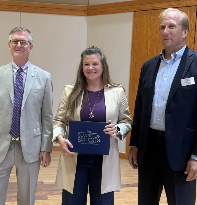 Stacia Eggers with Regents Award for Excellence