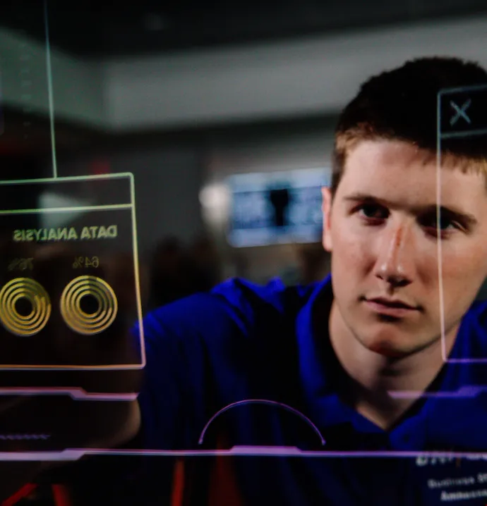 UNI student conducting data analysis