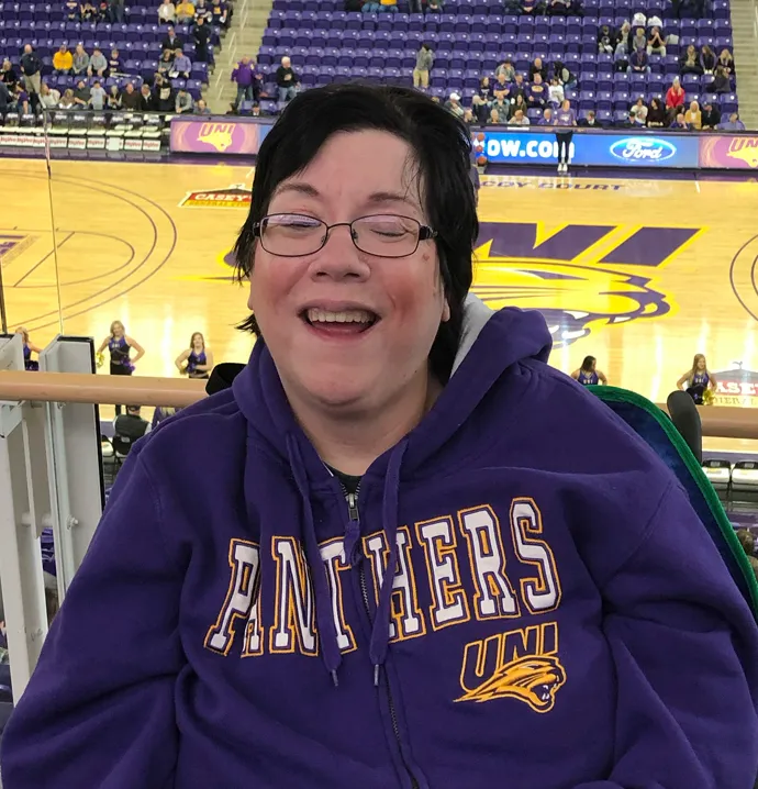 Nancy Witt at a UNI basketball game