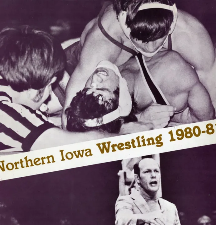 Northern Iowa Wrestloing 1980-81 media guide cover