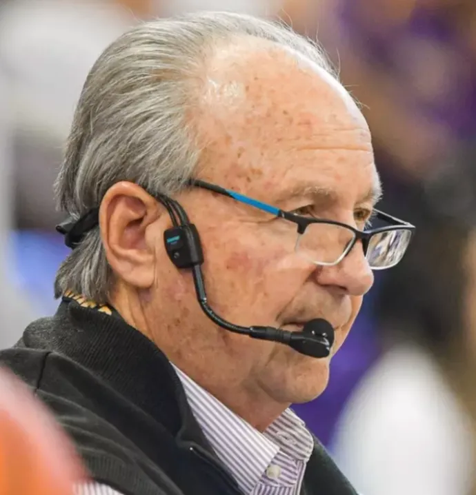 Bob Justis announcing for UNI football. 