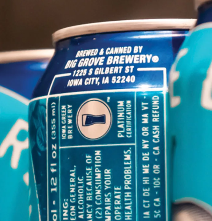 Can showing the Green Brewery Certification 