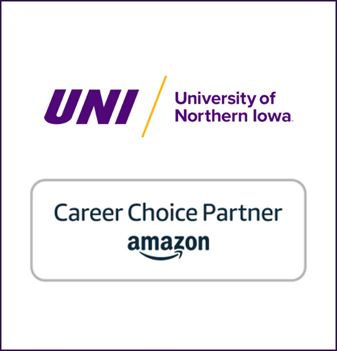 Amazon Career Choice and University of Northern Iowa logos