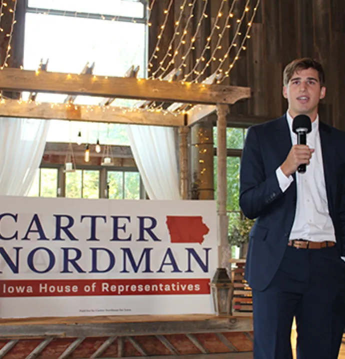 UNI student Carter Nordman runs for the Iowa House of Representatives. 