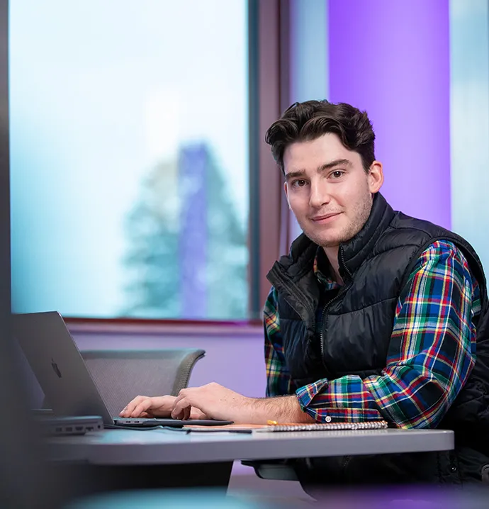 Student working on computer
